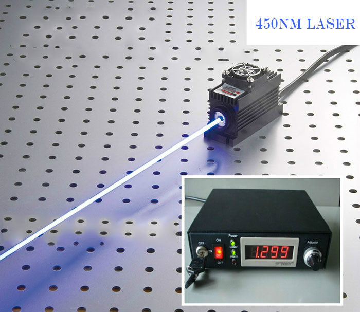 450nm 半导体激器 1000mw 2000mW 强大的蓝色激光器功率可调 - 点击图像关闭